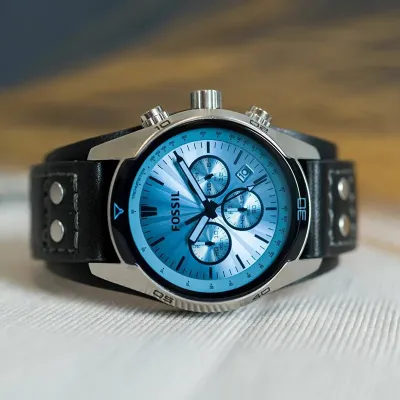 Fossil Coachman Chronograph Black Leather Watch